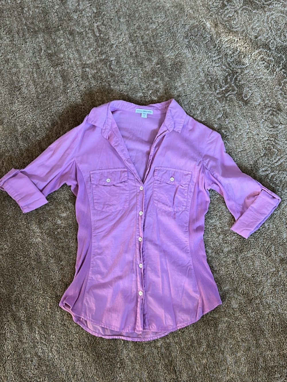 James Perse Lavender Button-Front Shirt with Roll Tabs